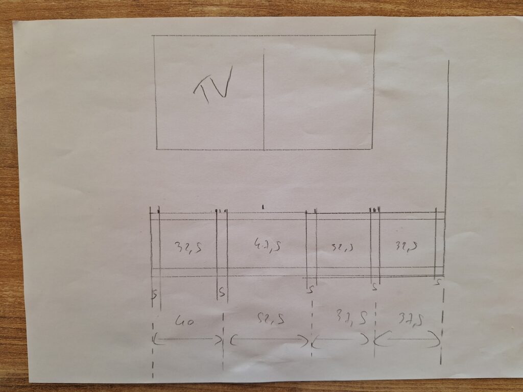 Plan meuble TV en béton cellulaire